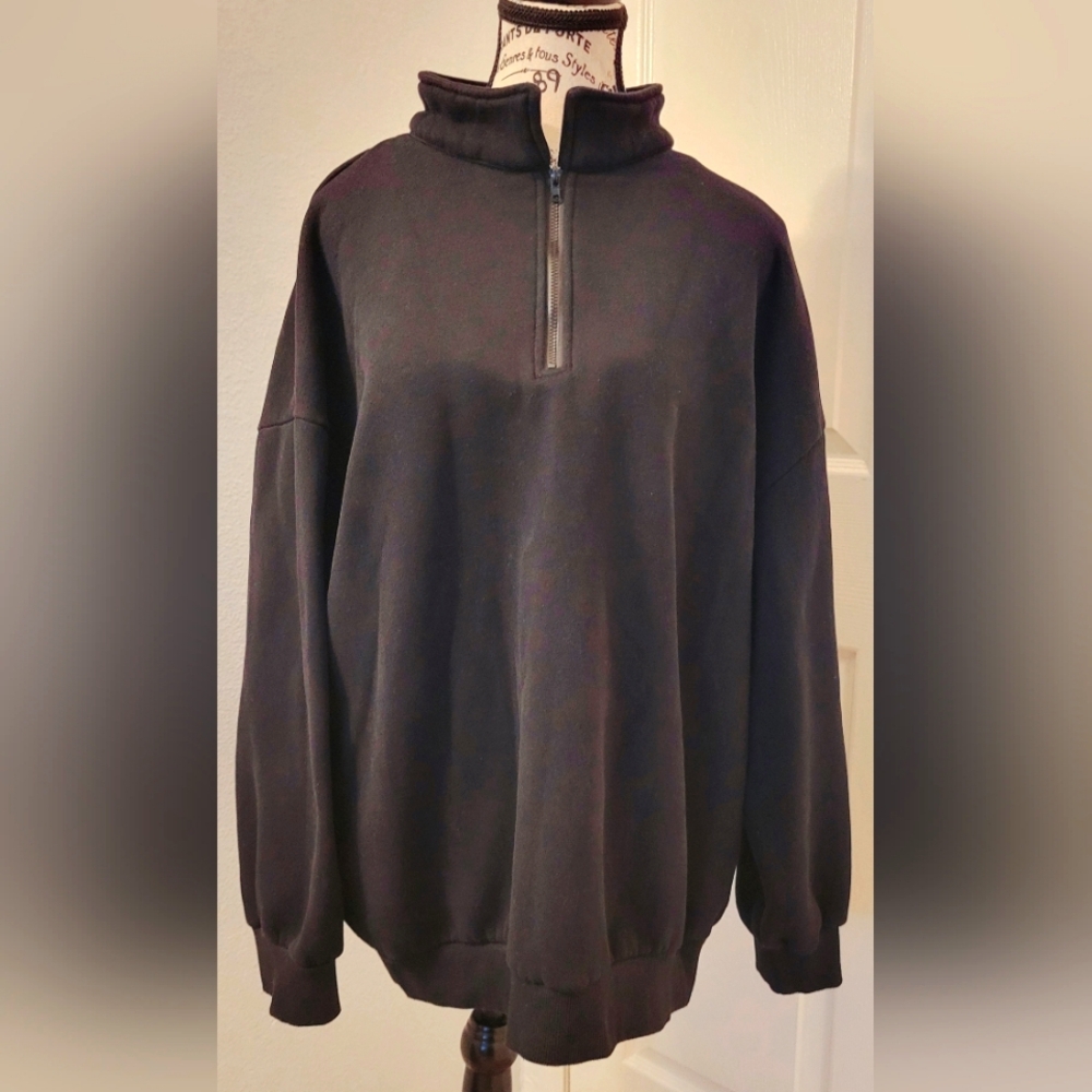 Trendy Queen Women's Oversized Half-Zip Fleece Lined  Pullover Sweatshirt
